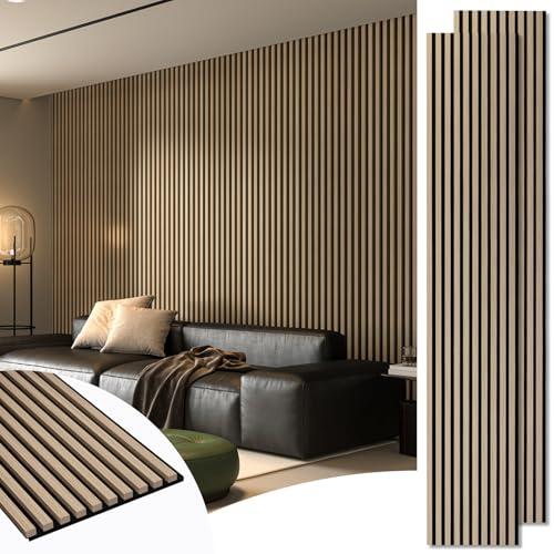 Art3d 2-Pack 108" x 12" Acoustic Wood Panels for Wall, Soundproof Wood Slat Panel for Wall and Ceiling, 3D Fluted Sound Absorbing Paneling for Interior Wall Decor, Living Room, Bedroom - Peach