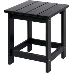 LZRS Adirondack Square Outdoor Side Table, Pool Composite Patio Table,HDPE End Tables for Backyard,Pool, Indoor Companion, Easy Maintenance & Weather Resistant(Black) (a:Square Table)