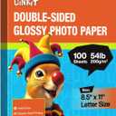 Uinkit 200Gsm 100Sheeets Double Sided Photo Paper Glossy 8.5x11 54lbs Inkjet for Dye Ink Value Bulk Pack Picture 8.5 x 11 9.5Mil for Inkjet Printing Printer