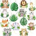 35Pcs Jungle Animals Hanging Swirl Wild One Party Birthday Decor Jungle Safari Animal Themed Wild One Birthday Party Swirls Streamers Supplies for Baby Shower Decorations