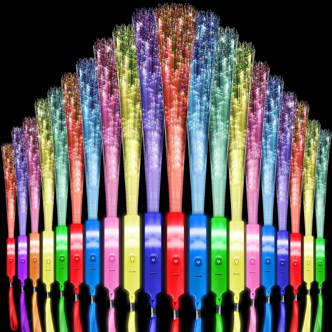 80 Pack Glow Sticks, Multicolor Fiber Optic Wand Glow Wand LED Light Up Wand Bulk Flashing Sticks for Glow in The Dark Birthday Party Favor Wedding Halloween Christmas, 8 Colors