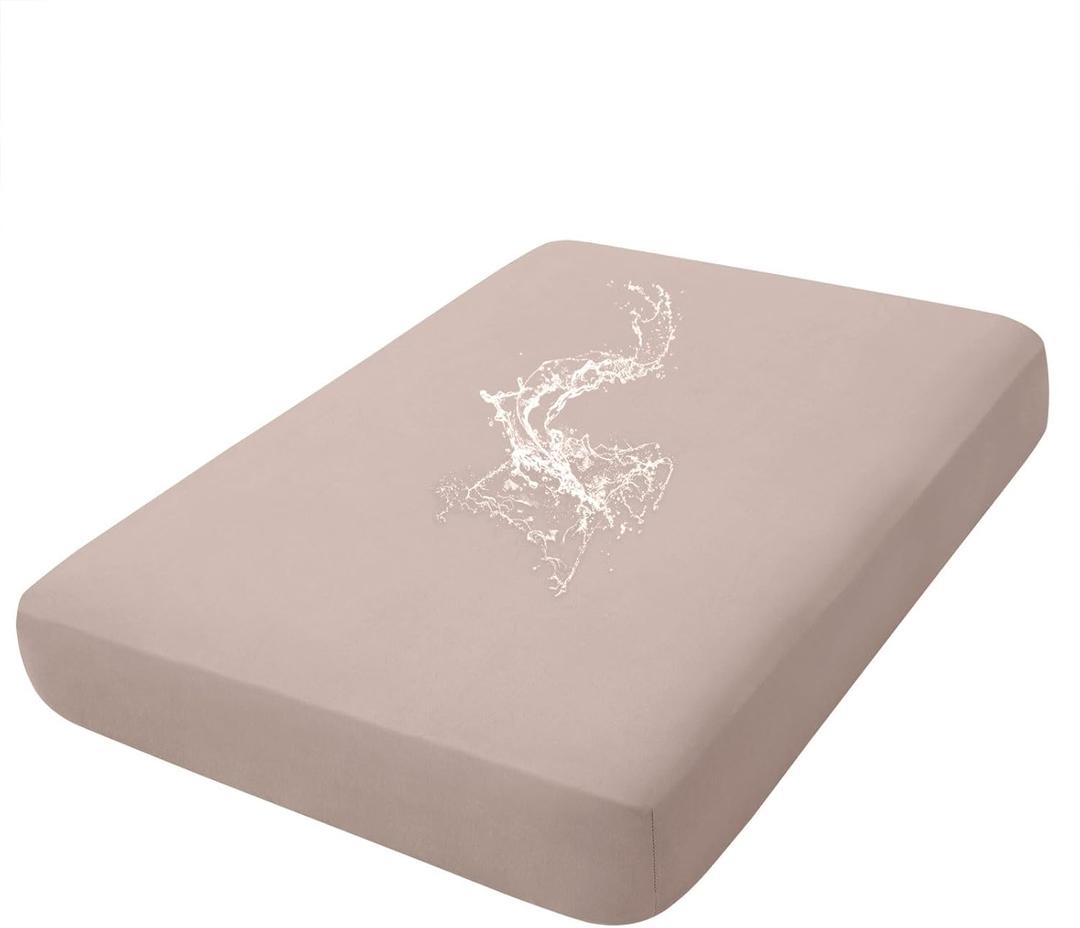 Hyha Waterproof Couch Cushion Covers, Stretch Sofa Couch Seat Slipcover for Dog Washable, Non-Slip Waterproof Outdoor Cushion Covers for Patio Furniture Replacement (1 Piece for Medium, Taupe)