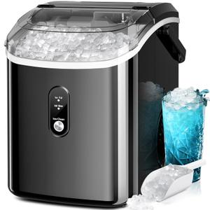 Kismile Nugget Ice Makers Countertop,35Lbs/24H,Self-Cleaning,Black