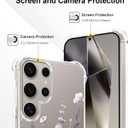 Clear with Flower for Samsung Galaxy S24 Ultra Case with Screen Protectors X2,Transparent Floral Slim Non Yellowing Non-Slip Shockproof Military-Grade Protection Phone Cover for Women Girl