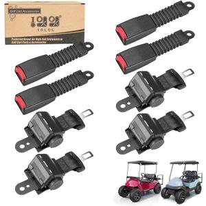 10L0L 4PCS Universal Retractable Golf Cart Seat Belt Kit for Yamaha, EZGO, Club Car, Fits Front Rear Seat (Not Include Bracket)
