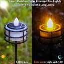 Solar Tea Lights Outdoor Waterproof, 8pcs Rechargeable Dusk to Dawn Little Solar Votive Candles, Flameless Flickering Small Light for Lantern Window DIY Chandelier Patio Deck Garden Decor (Warm Amber)