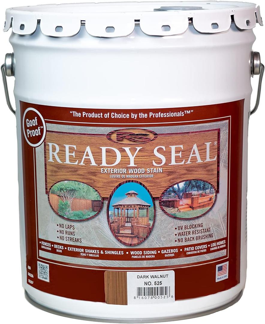 Ready Seal 525 Exterior Stain and Sealer for Wood, 5-Gallon, Dark Walnut