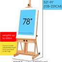 MEEDEN Large H-Frame Easel, Easel Stand for Paintings, Painting Easels, Easel Stand for Display, Solid Beechwood Wooden Easels for Painting Canvas, Holds Canvases Up to 78", Natural Color, 91 inches