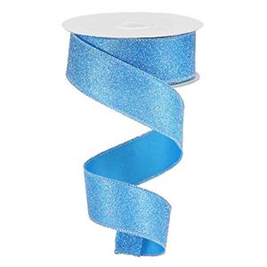 Craig Bachman Iridescent Glitter Satin Wired Edge Ribbon, 1.5 Inch x 10 Yards (Robins Egg Blue)
