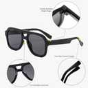 Long Keeper Retro Pilot Sunglasses Double Bridge Women Men Aviation Square Sun Glasses Thick Frame 70s Vintage Shades UV400