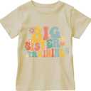 Big Sister Shirt for Baby Girls Cotton T-Shirt Short Sleeve Tops Toddler Baby Announcement Tees Outfits, 5-6 Years