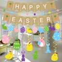 Easter Animal Decorations Hanging Swirls + Banner - Happy Spring Indoor Decor Birthday Gifts Bulk Party Supplies