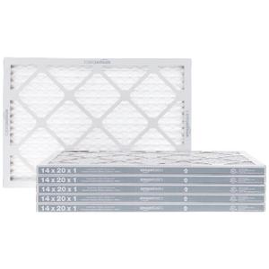 Amazon Basics 14x20x1 Air Filter, MERV 8 AC Furnace Filters, Allergy Control, Electrostatic, Removes Dust Pollen and Lint, 6-Pack (Actual Size: 13.75" x 19.75" x 0.75")