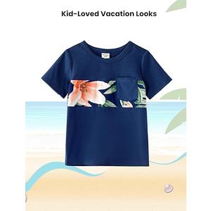 PATPAT Family Matching Outfits Mommy and Me Dresses Hawaiian Tropical Vacation Beach Spaghetti Strap Dress and Shirt Only One T-shirt (2T)