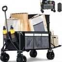 50" Extra Long Folding Wagon Cart, Heavy Duty Wagon with 400 lbs Capacity | 360L Large Storage Space for Everyday Hauling