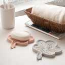 Silicone Soap Dish Shampoo Bar Soap Holder with Drain Spout Soaps Holders Tray Draining Soap Bar Holder Flower Shape Soap Saver for Shower Bathroom Organizer 2 Pack Pink