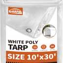 TARPAL 10'x30' Tarps White Tarp Waterproof 7.5 mil Medium Duty All Purpose Poly Tarps Cover Waterproof, Snow Proof UV Protection, Rip and Tear Proof, Poly Tarpaulin (10x30 Feet-Finished size)