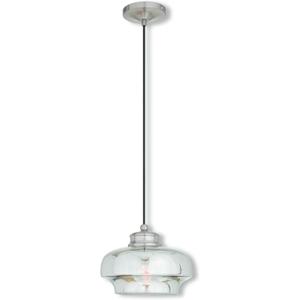Livex Lighting 40607-91 Contemporary Modern One Light Art Glass Mini Pendants Collection in Pwt, Nckl, B/S, Slvr. Finish, Brushed Nickel