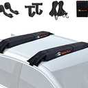 MeeFar Universal Car Soft Roof Rack Pads Luggage Carrier System for Kayak Surfboard SUP Canoe Include 2 Heavy Duty Tie Down Straps, 2 Tie Down Rope, 2 Quick Loop Strap and Storage Bag