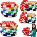 Silipull Giant Casino Decorations 15.7 Inch Large Paper Poker Chips Favor Boxes Jumbo Oversized Poker Game Theme Centerpieces for Tables Casino Birthday Party Decorations