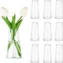 VIVIRENOIR Glass Bud Vases for Centerpieces, Small Flower Vase in Bulk Set of 10, Modern Clear Mini Vases for Rose Tulip, Wedding Party Dining Table Decor