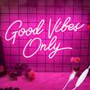 Good Vibes Only Neon Sign for Wall Decor 21.6" x 11.8" Pink LED Fun Vibe Lights for Party, Bedroom, Bar, Wedding Decoration - Best Gifts for Birthday, Christmas