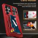 Vihibii for Samsung Galaxy S25 Ultra Wallet Case with Card Holder (4 Cards), [RFID Blocking] & Slide Camera Lens Cover & Raised Edges Protect Screen, Shockproof Cover for Samsung Galaxy S25 Ultra, Red