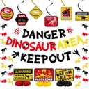 Holkcog Dinosaur Birthday Decoration, Dinosaur Bedroom Decor for Boys Kids Decorations, urassic Paper Signs, Beware of Velociraptor Wall Poste Halloween Props for Kids Party, Classroom 19Pcs