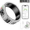 Smart Ring Health Tracker for Women & Men - IP68 Waterproof Fitness Rings with LED Screen, Heart Rate/Blood Oxygen/Sleep Monitoring/Motion Tracking, No Subscription Fee(11#)