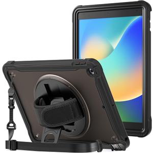 ProCase Rugged Case for iPad 9th/8th/7th Generation 10.2 inch 2021/2020/2019 Case, Heavy Duty Shockproof Rugged Cover with Hand Strap 360 Degree Rotatable Kickstand Protective for iPad 10.2 -Black