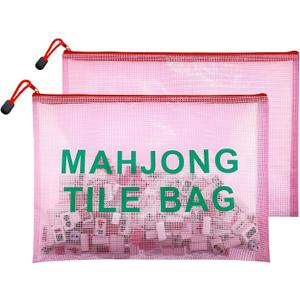 10 x 2Pack Mahjong Tile Bag, Case for American Mah jong Set, Mahjong Gifts Accessories, Card Holder Bouch, Pink (Case Only)