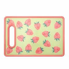 Strawberry Flowers Cutting Board Summer Fruit Cute Pink Grip Handle Chopping Boards Cutting Board for Kitchen Plastic 12" x 8"