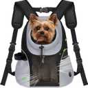 WOYYHO Pet Dog Carrier Backpack Small Dog Front Backpack Ventilated Mesh Dog Travel Back Pack with Safety Belt for Travel Hiking Cycling Outdoor Adventures (Size S: 2-4.5 lbs, Grey)