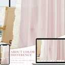 RYB HOME Linen Striped Ruffle Curtains Light Filtering Semi-Sheer 84 inches Long, Vertical Boho Farmhouse Home Decor for Living Room Bedroom Pinstripe Printed, Pink, W52 x L84, 2 Panels