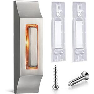 Enhon 1 Pack Metal Doorbell Push Button, Heavy Duty Metal Door Bell Button with Warm LED Light, Garage Doorbell Compatible with Wire Chimes, Transformer, Property in Copyright(Stylish Style)