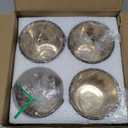 SHMILMH Christmas Votive Candle Holders Set of 4, Gold and Silver Glass Tealight Candle Holders for Xmas Table Centerpiece Decorations, Christmas Candle Jar for Candle Making