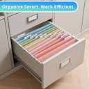 25-Pack Pastel Hanging File Folders, Letter Size with 1/5-Cut Tabs, 35 Transparent Label Cards, 50 Sticker LabelsHome Office & Filing Cabinets