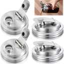 Baderke 4 Pcs Stainless Steel Mason Jar Pour Spout Lid for Wide Mouth Mason Jars, Rust Proof Leak Proof Seal Cover fit Home Tea, Milk, Juice Drinks Airtight Turns your Container into Pitcher