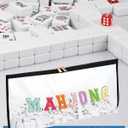 Mahjong Tile Bag Chenille Letter Side Widening, PVC Waterproof American Mahjong Storage Pouch for Travel Party Game 21.3"x10.3"x1.9"(Case Only)