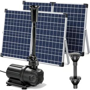 Antfraer 100W Solar Pond Pump, 1200GPH Solar Powered Water Fountain Pump with 3 Spray Nozzles, Solar Waterfall Pump & Solar Pond Aerator for Medium-Large Koi Pond Outdoor Garden Water Feature