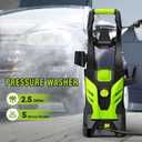 Pressure Washer, Power Washer with 4 Quick Connect Nozzles 1 Foam Cannon, High Pressure Cleaning Machine for Cars/Fences/Driveways/Patios/Farms/Home Cleaning(Bright Green)