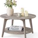 VASAGLE Round Coffee Table, 2-Tier Center Table with Storage, Tapered Legs, 31.5"Dia. x 17.7"H
