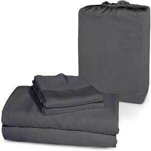 Femini Fashion 1000 Thread Count 100% Organic GOTS Certified Cotton, 10-Inch Deep-Pocket, Luxury Breathable 4-Piece Bed Sheet Set (1 Flat Sheet, 1 Fitted Sheet, 2 Pillow Covers) - Full, Dark Grey