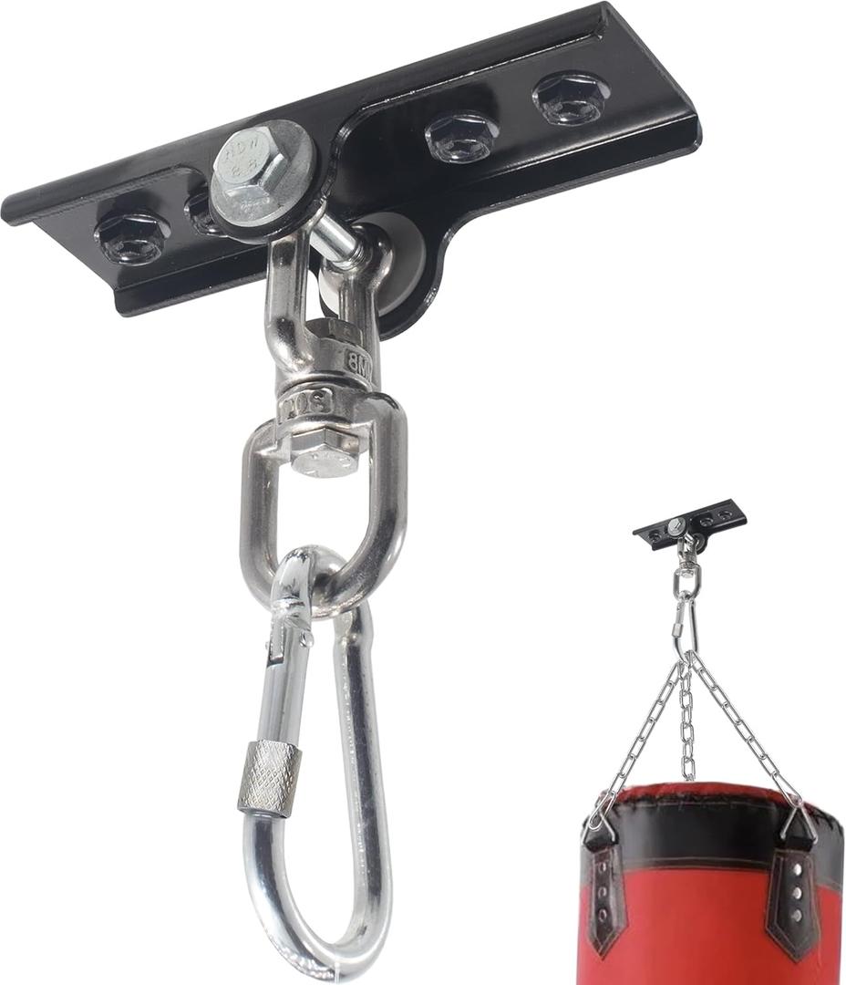 Upgraded 360 Swivel Heavy Bag Mount for Punching Bag Hanger. Box Bags Hanger for Yoga, Gym, Swing Chairs, and Hammocks Heavy Bags Mount. Punching Bag Hanger, Box Bag Hanger. (Black 1 PCS)