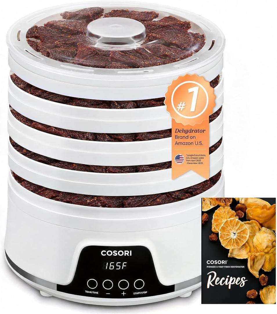 Cosori Food Dehydrator, 5 BPA-Free Trays, 165°F Temperature Control, 350W