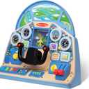 Melissa & Doug Jet Pilot Interactive Dashboard, Pretend Play Airplane Cockpit with Steering Yoke, Lights, Sounds, Buttons & Switches for Fidget Play, Wooden Toys for Kids Ages 3+ - FSC Certified