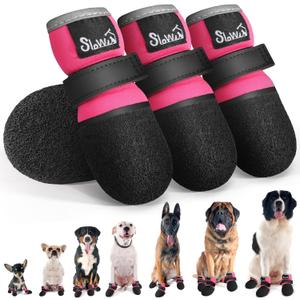 SlowTon Dog Shoes - Breathable Dog Sock Boots for Summer Hot Pavement Hardwood Floors Winter Snow, Waterproof Booties, Non-Slip Paw Protector for Outdoor Walking (FU, 2
