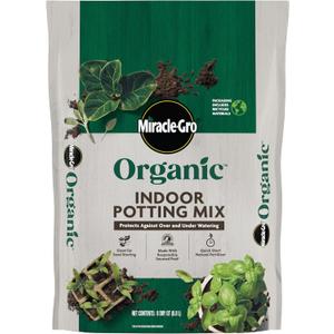 Miracle-Gro Organic Indoor Potting Mix - Protects Against Over and Under Watering, Planting Soil for Indoor Container Plants, Houseplants and Starter Plants, OMRI Listed, 8 qt.