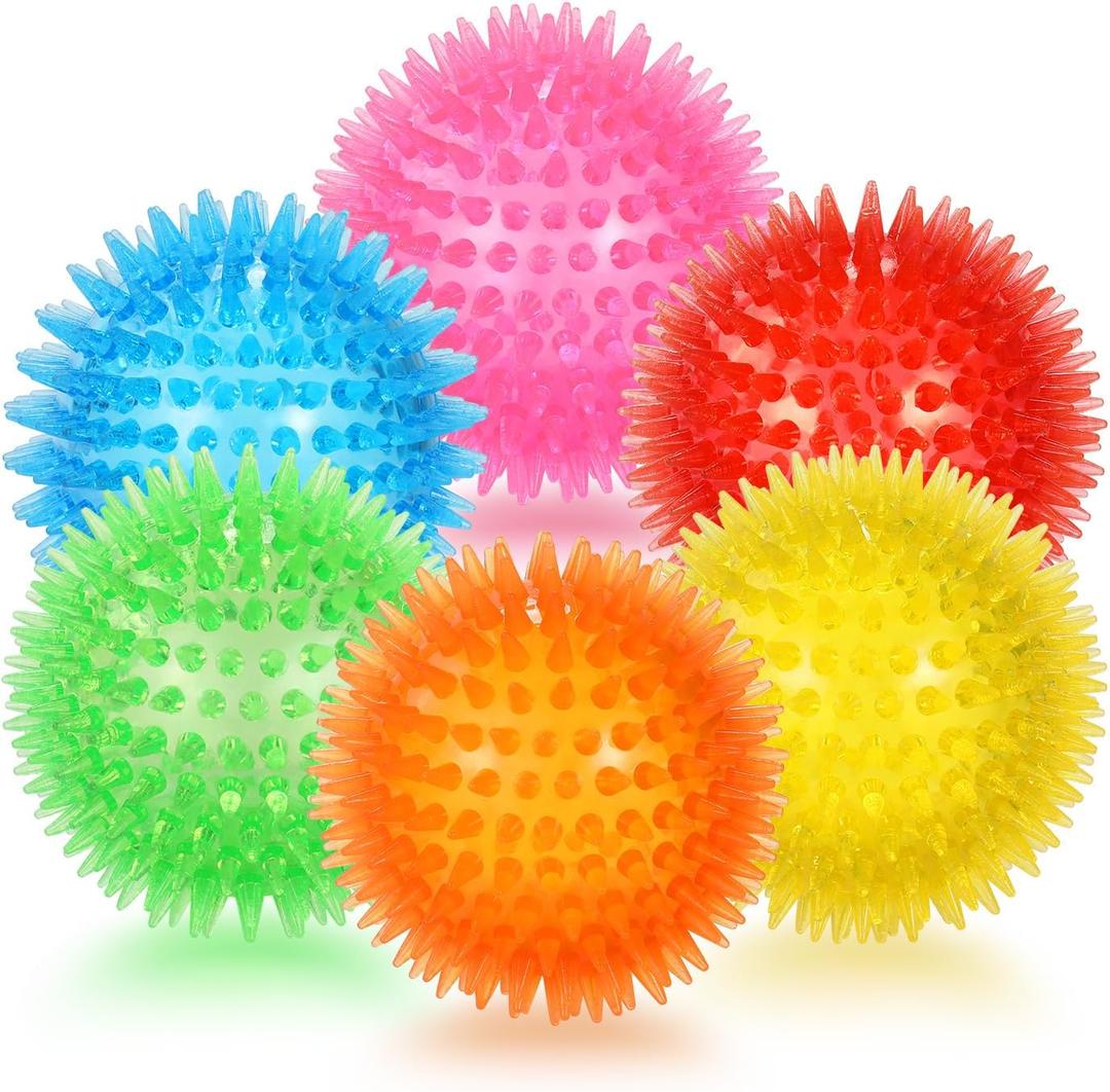 petizer 6 Pack 3.5 Squeaky Dog Toy Balls, Floating Pool Balls, Spiky Dog Balls, Durable Interactive Fetch Toys for Puppy, Dog Chew Toys for Teething (3.5", Medium/Large) (Set of 6)