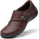 Women's Penny Loafers & Slip-ons Shoes Ladies Business Dressy Casual Flats Leather Driving Moccasins Comfortable Work Walking Shoes (6, Brown)